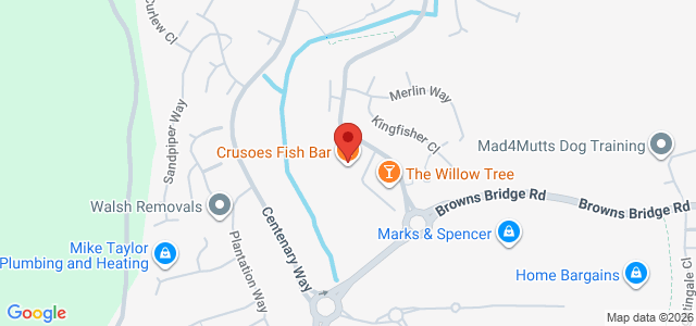 Map showing Crusoes Fish Bar in Torquay